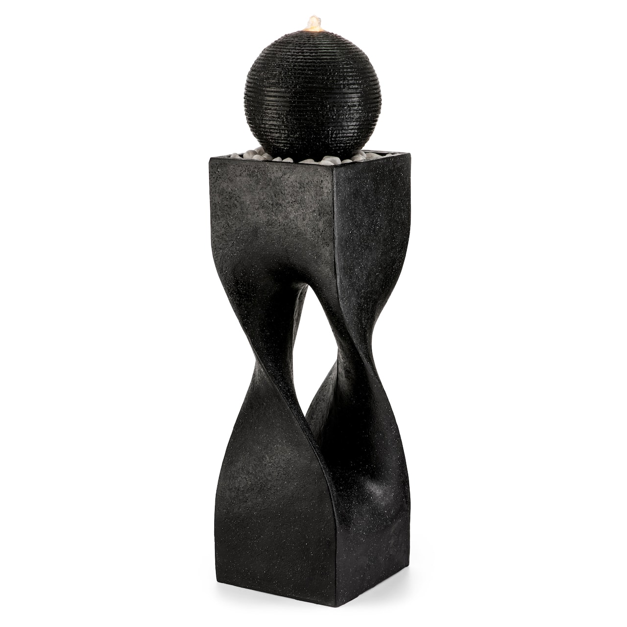 Glitzhome® 40.5" Oversized LED Modern Geometric Pedestal & Sphere Outdoor Fountain